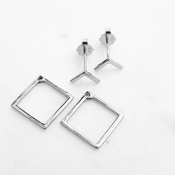 Stampd Gold and Silver Geometric Earrings - Picture 2 of 6